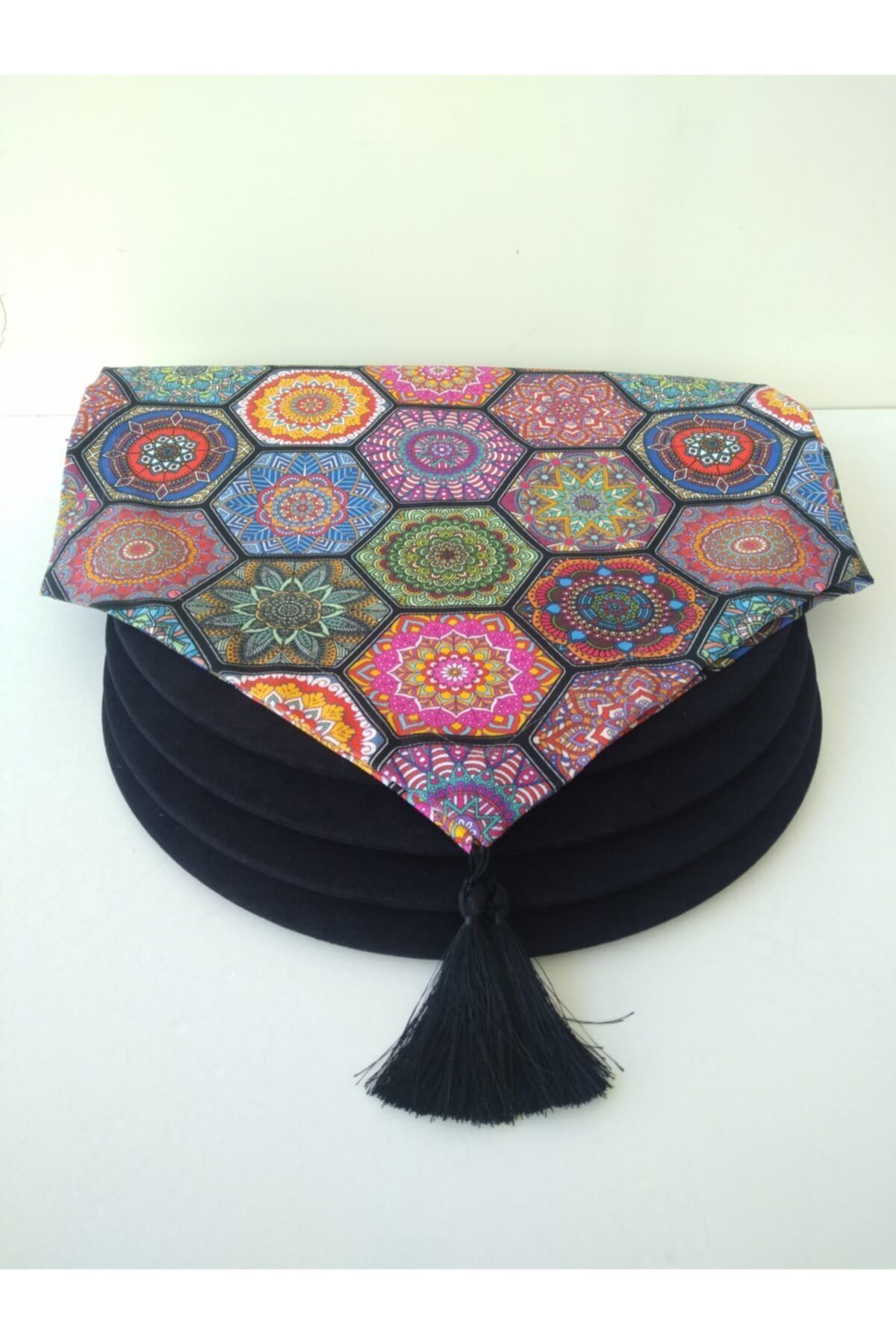 Petek Desenli Runner & 4 Siyah Renk Supla