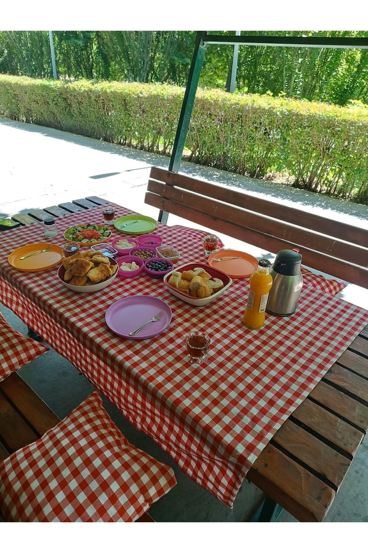 Pötikare Masa Örtüsü, 4'lü Yastık Ve Sofra Örtüsü; Piknik Seti; Piknik Takımı.