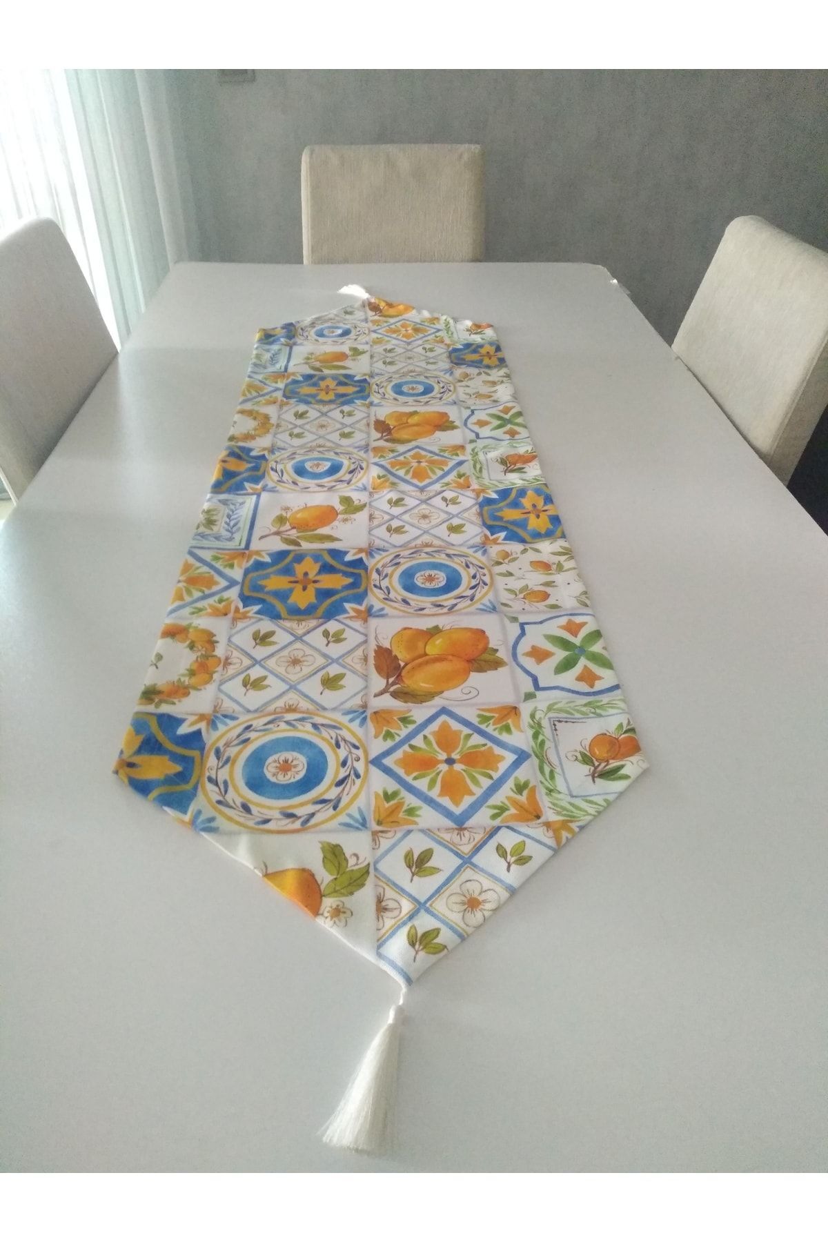 Amerikan Servis Takım Limon Desenli Runner Ranır