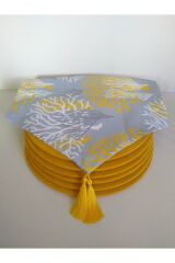 Sarı Mercan Desenli Runner (6 Açık Sarı Supla)