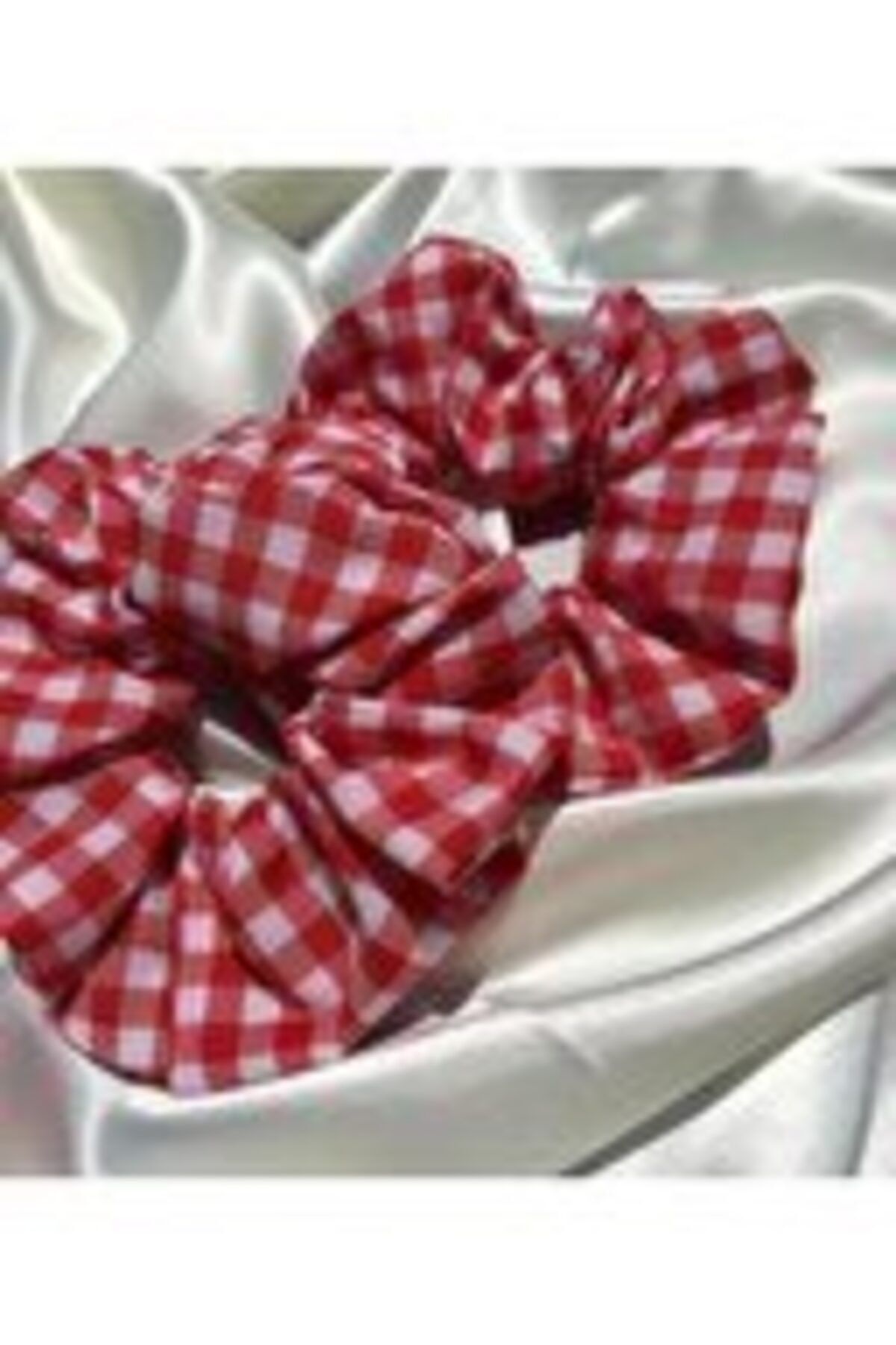 Pötikare Desenli 2'li Kırmızı Scrunchie - Ekose Lastik Toka Pötikare2'likırmızı