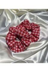 Pötikare Desenli 2'li Kırmızı Scrunchie - Ekose Lastik Toka Pötikare2'likırmızı