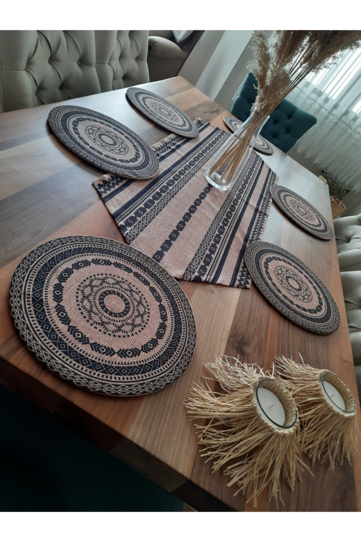Etnik Bohem Desenli Runner & 6 Bohem Supla