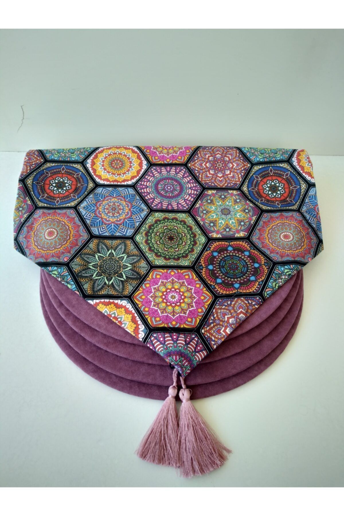 Petek Desenli Runner, 4 Pembe Renk Supla