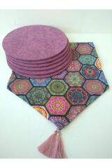 Petek Desenli Runner, 6 Pembe Renk Supla
