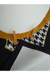 Amerikan Servis Takım, Siyah-beyaz Kaz Ayağı Pano Desen Runner, 4 Sarı Supla