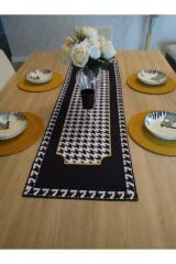 Amerikan Servis Takım, Siyah-beyaz Kaz Ayağı Pano Desen Runner, 4 Sarı Supla