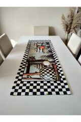 Amerikan Servis 4 Sarı Supla, Balkabağı Dama Desen Runner, Runner Resimdeki Kadar Parlak Değildir.