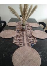 Amerikan Servis Takım( 6 Çuval Görünümlü Supla , 1 Etnik Afrika Kadınlar Desenli Runner)