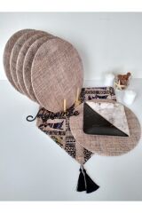 Amerikan Servis Takım( 6 Çuval Görünümlü Supla , 1 Etnik Afrika Kadınlar Desenli Runner)