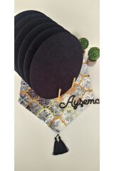 Amerikan Servis Takım 6 Siyah Supla (gri Siyah Motifli Moroccan Desenli) Runner