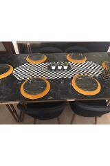 Amerikan Servis Takım (damalı Makkenzi Desen Baskılı Runner) 6 Sarı Supla