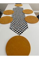 Amerikan Servis Takım (damalı Makkenzi Desen Baskılı Runner) 6 Sarı Supla
