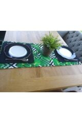 Amerikan Servis Takım (tropikal Yaprak Baskılı Runner)6 Siyah Kare Supla