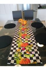 Amerikan Servis Damalı (makkenzi Bal Kabağı Desenli Runner) 4 Siyah Supla