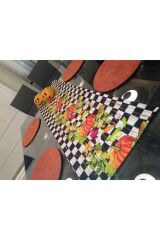 Amerikan Servis Damalı (makkenzi Bal Kabağı Desenli Runner) 4 Kremit=taba Renk Suplasupla