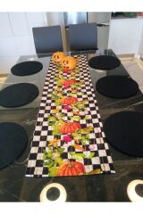 Amerikan Servis Dama Damalı (makkenzi Bal Kabağı Desenli Runner) 6 Siyah Supla
