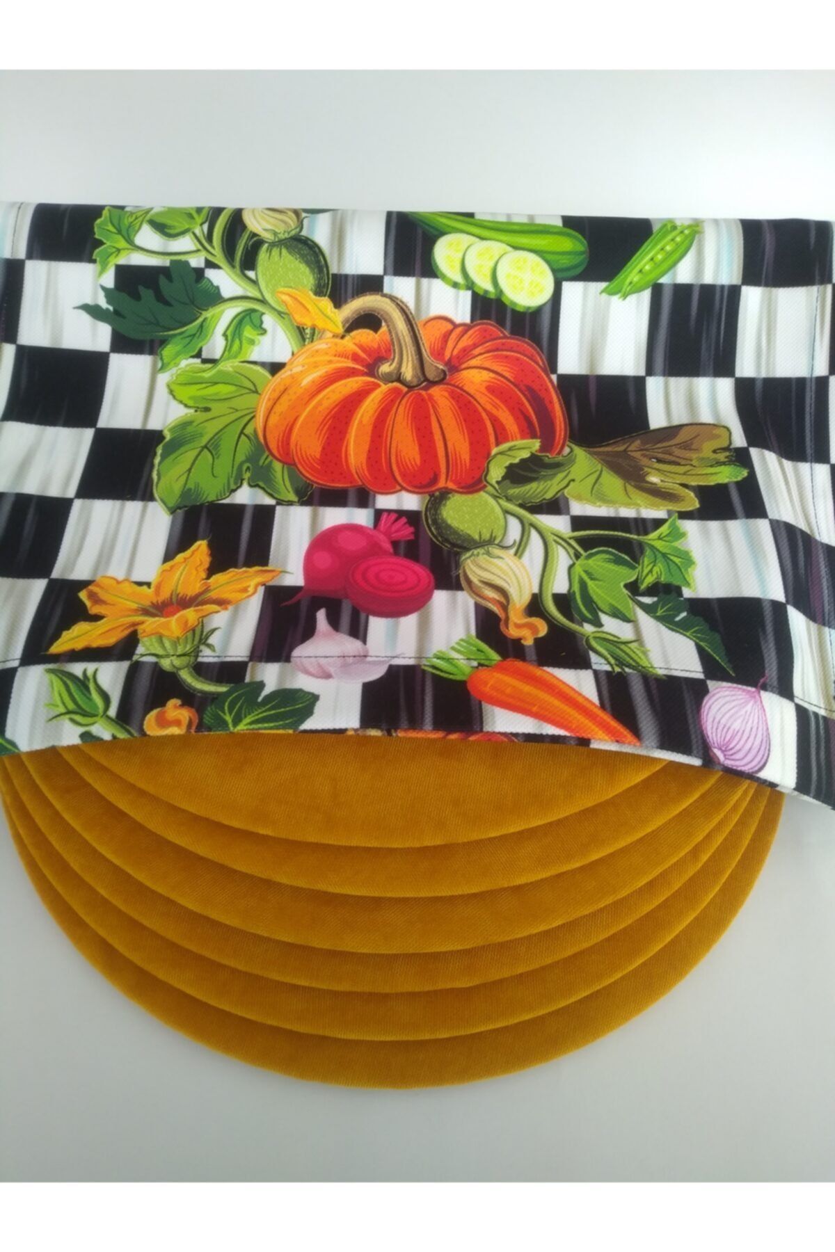Amerikan Servis Damalı (makkenzi Bal Kabağı Desenli Runner) 6 Sarı Supla
