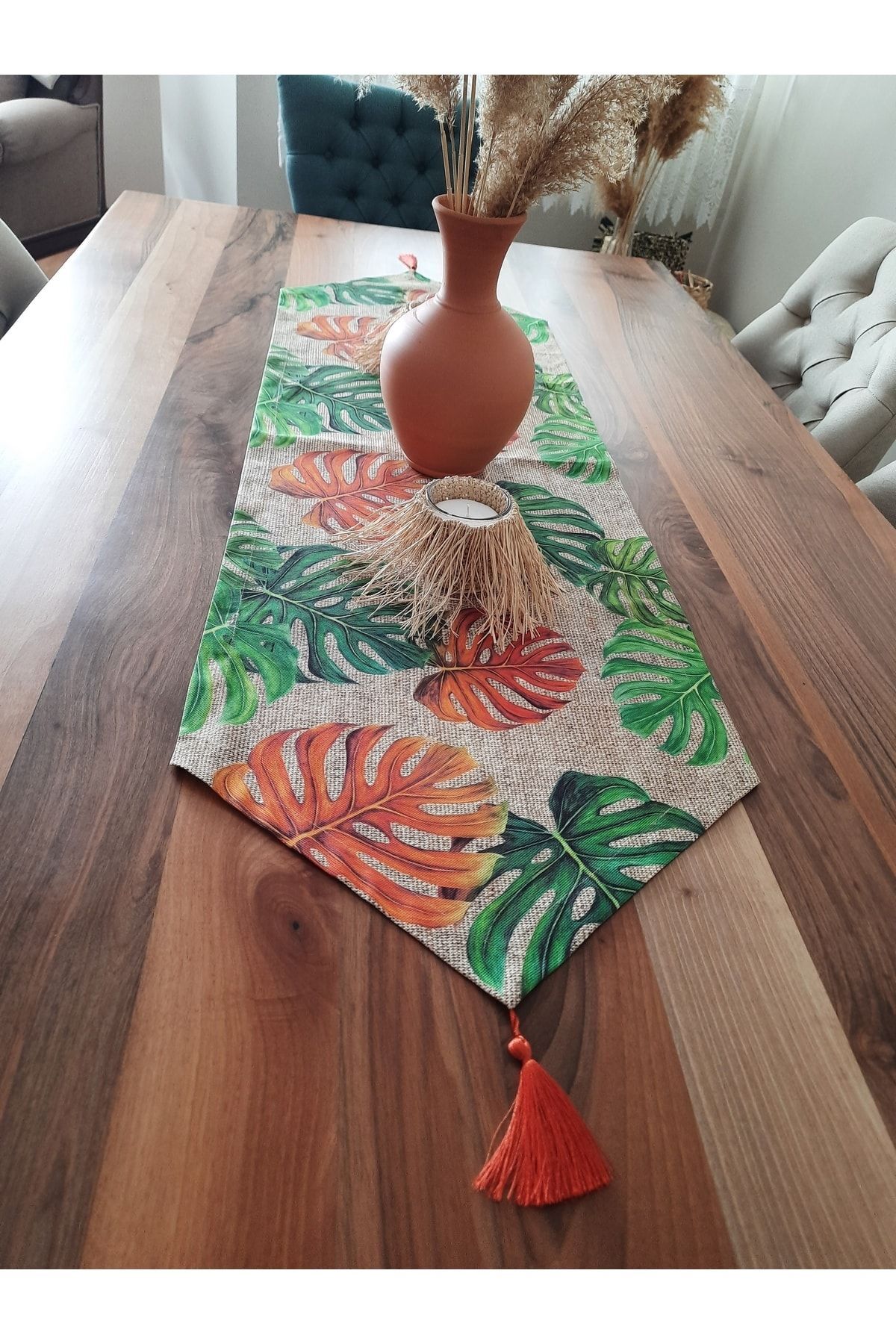 Renkli Çuval Desen Baskılı Runner