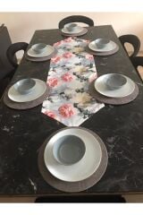 Amerikan Servis Takım (ŞAKAYIK ÇİÇEK DESENLİ RUNNER 6 GRİ SUPLA)
