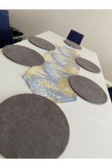 Amerikan servis takım,sarı mercan desenli runner (6 koyu gri supla)