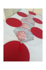 Amerikan Servis Kırmızı Mercan Desenli Runner (6 Kırmızı Supla)